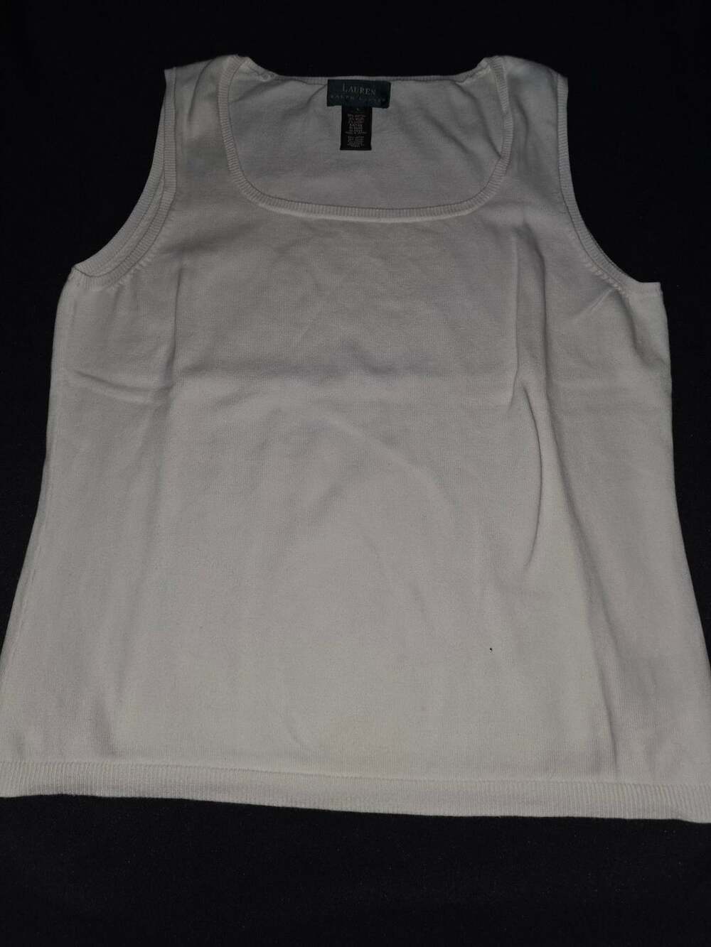 Lauren Ralph Lauren White Knit Scoop Neck Tank Top Size L